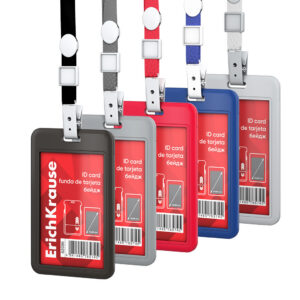 Nimekaardi hoidja vertikaalne 54x85mm SLIDE, tugev plastik, kaelapael assortii