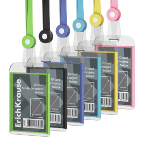 Nimekaardi hoidja vertikaalne 54x85mm, akrüül, kaelapael assortii