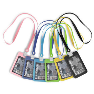 Nimekaardi hoidja vertikaalne 54x85mm Silicon, kaelapael assortii