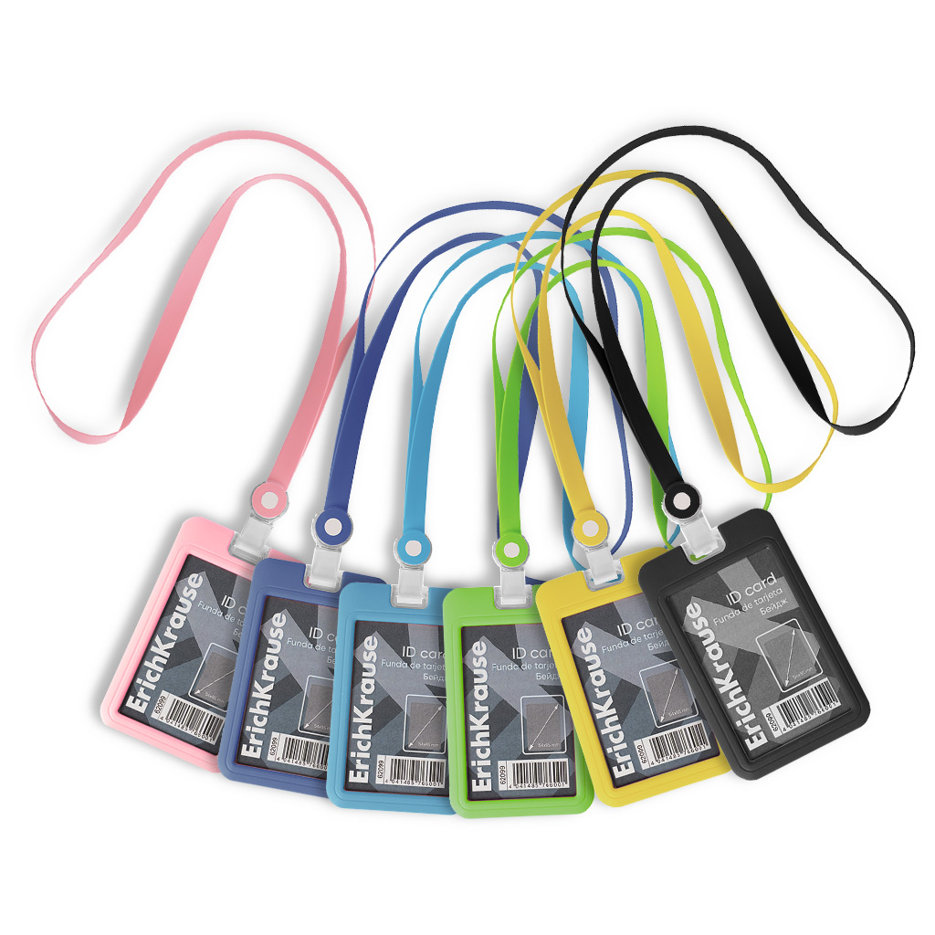 Nimekaardi hoidja vertikaalne 54x85mm Silicon, kaelapael assortii | Kasseti Expert