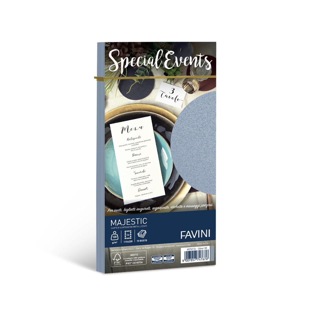 Ümbrik C65 110x220mm, Metallic Silver (03) Favini, 10tk hind | Kasseti Expert