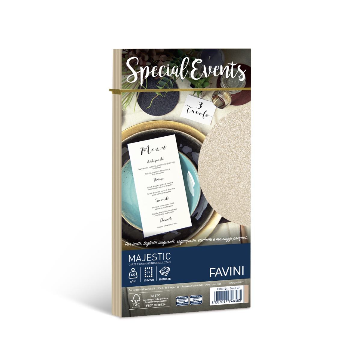 Ümbrik C65 110x220mm, Metallic Sand (07) Favini, 10tk hind | Kasseti Expert