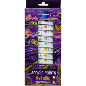 Akrüülvärvid metalltuubis Centrum Metallic 12ml, 12 värvi pakis