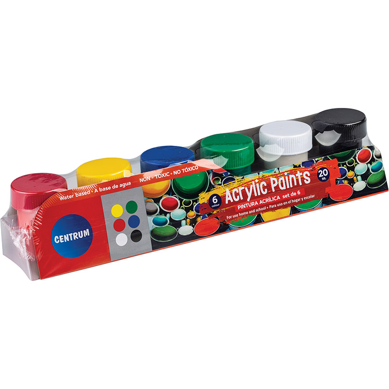Akrüülvärvid 6 värvi Centrum 20ml, pintsel | Kasseti Expert