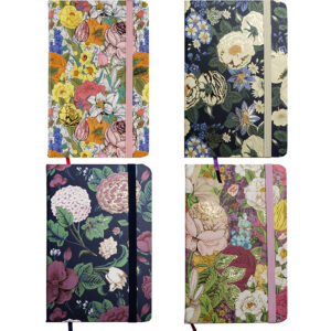 Märkmik A6 80 lehte joon, Flowers nurgakummiga kõva kaas, 4disaini