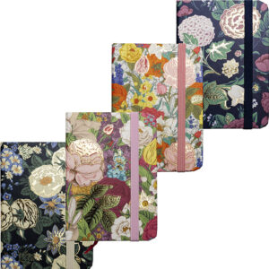 Märkmik A7 80 lehte joon, Flowers nurgakummiga kõva kaas, 4disaini