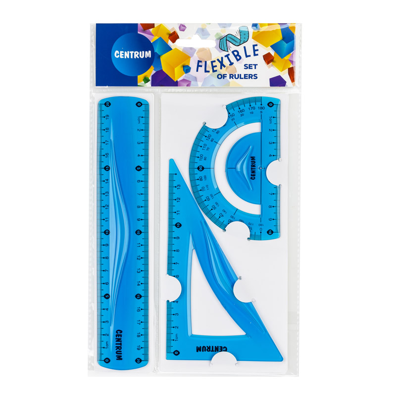 Joonlaua komplekt Centrum FLEXIBLE 20cm joonlaud, kolmnurk, mall | Kasseti Expert