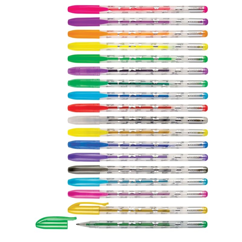 Geelpliiats METALLIC+GLITTER+NEON Centrum 1.0, 18 värvi riputuspakis | Kasseti Expert