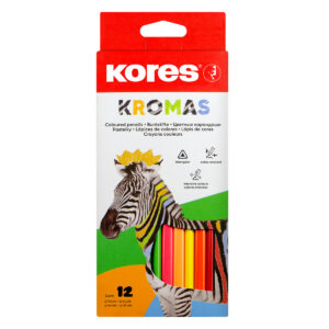 Värvipliiatsid kolmnurksed 12 värvi KORES Kromas, riputuspakis