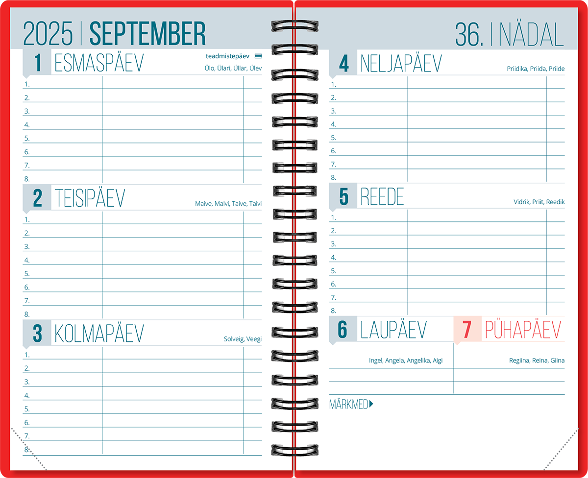 Väike koolipäevik, spiraalköide – punane | Kasseti Expert