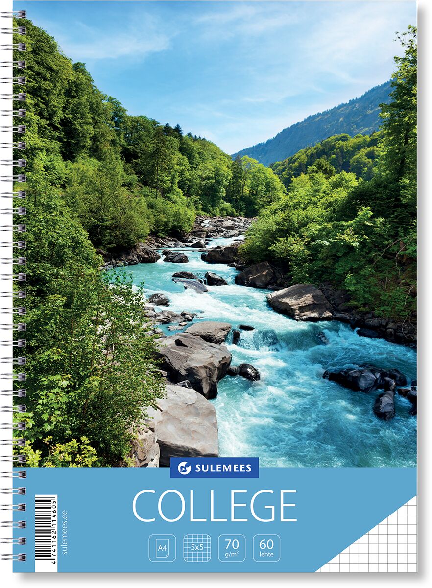 College A4, 60 lehte, 5x5 ruut, Surf | Kasseti Expert