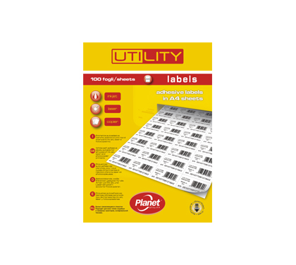 Etikett A4 Utility 105 x 42,3 mm, 100 lehte, 14tk lehel | Kasseti Expert