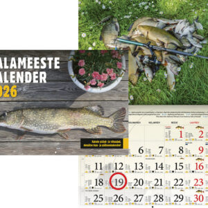 Kalameeste kalender 2026, A4 klamberköide