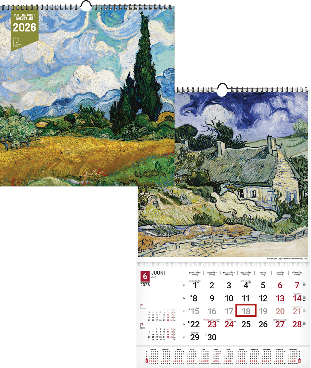 Maailma kunsti kalender 2026, spiraalköide | Kasseti Expert