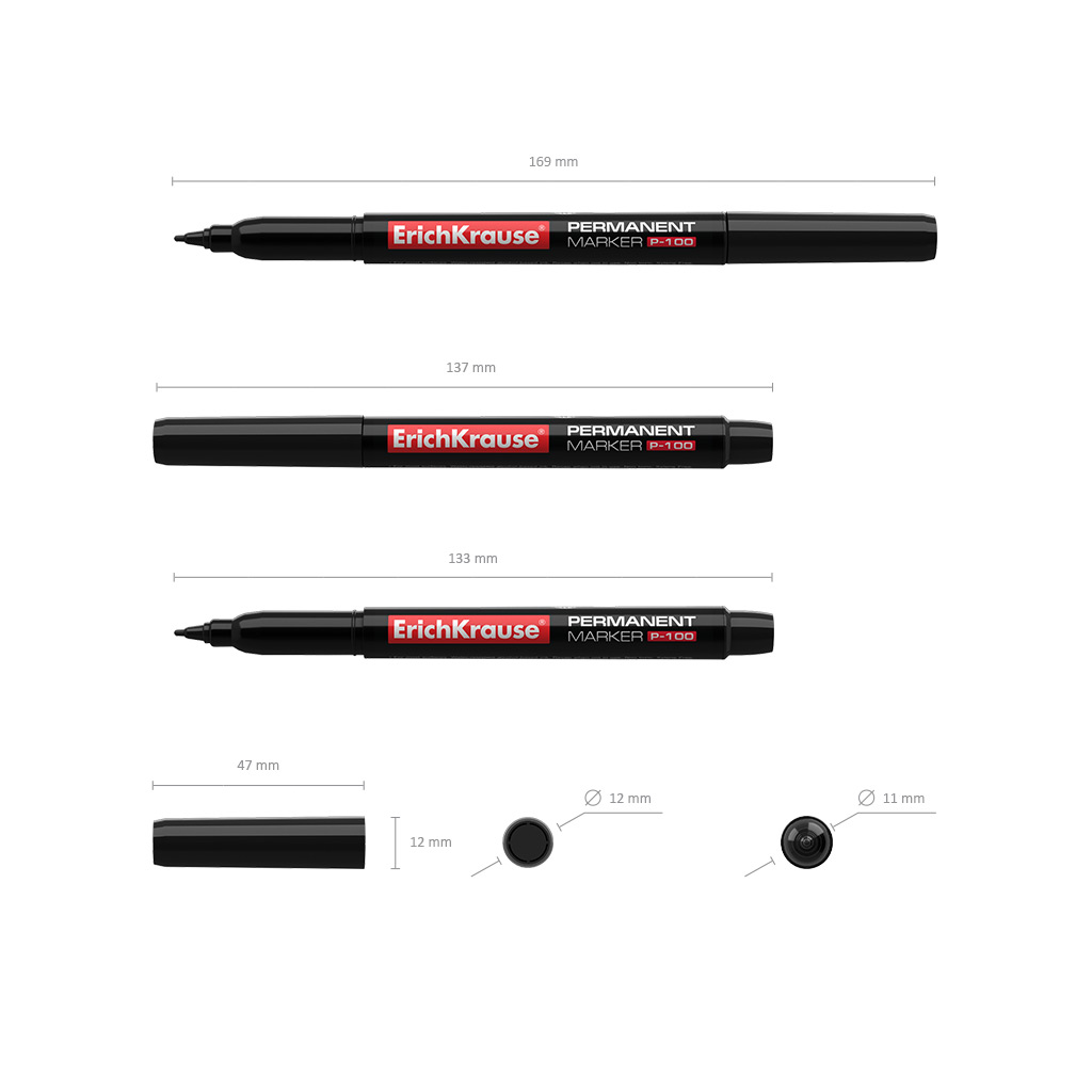 Marker P-100 1.2mm permanent, kooniline must | Kasseti Expert