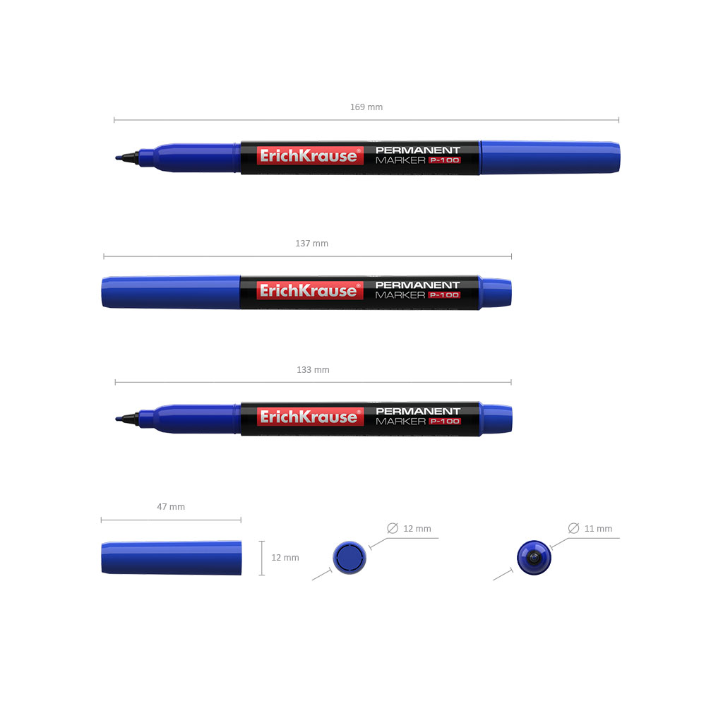 Marker P-100 1.2mm permanent, kooniline sinine | Kasseti Expert