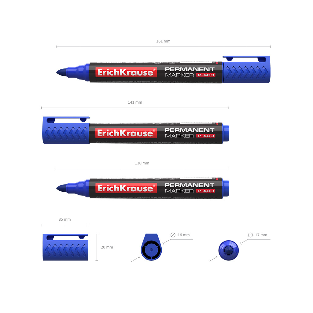 Marker P-400 permanent, sinine kooniline | Kasseti Expert