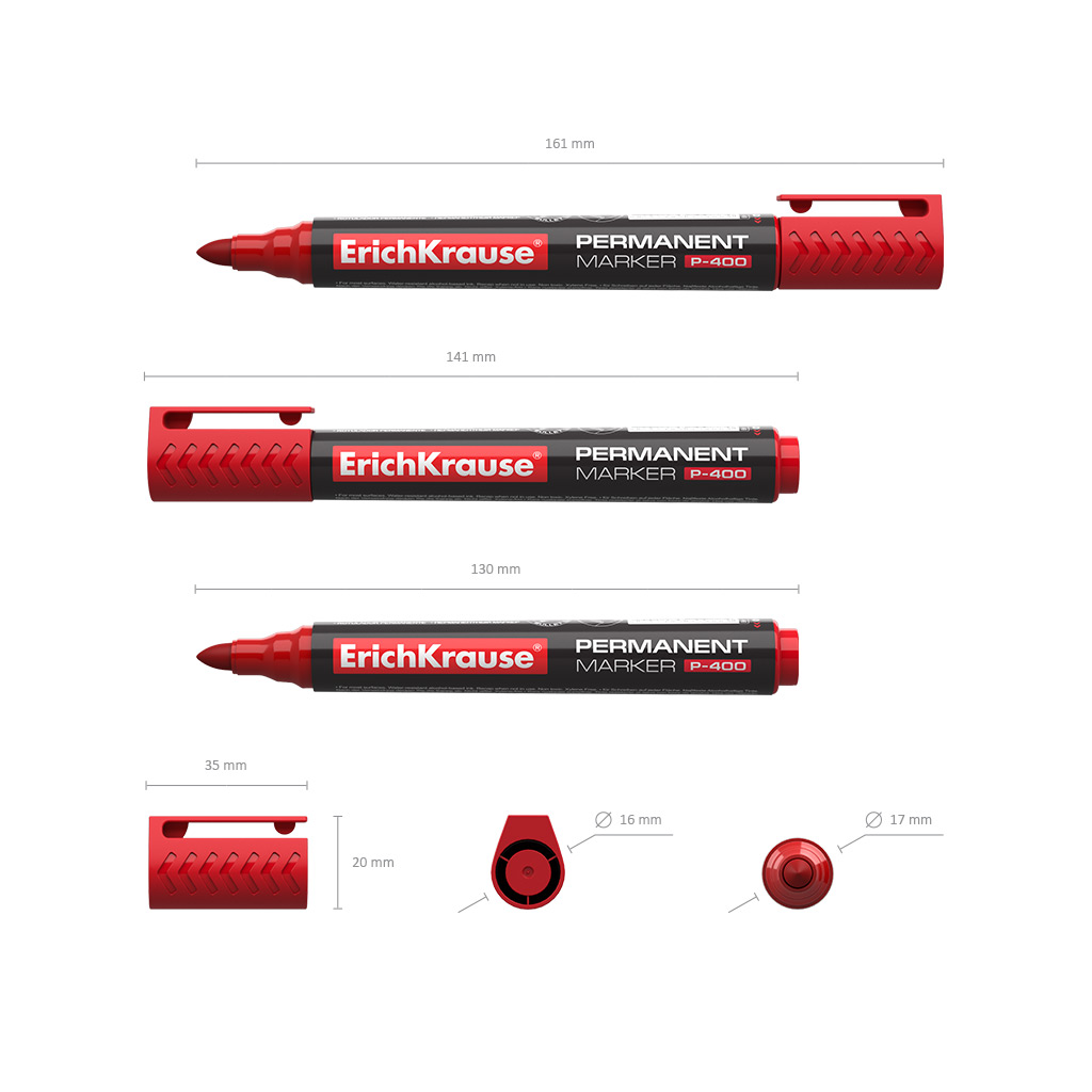 Marker P-400 permanent, punane kooniline | Kasseti Expert