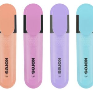 Tekstimarkeri komplekt KORES Bright Liner Plus Pastel, 6 värvi riputuspakis