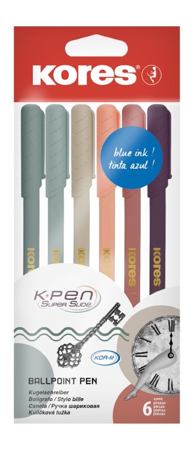 Pastapliiats KORES K0R-M Vintage 1.0mm, sinine, 6 korpuse värvi, riputuspakis | Kasseti Expert