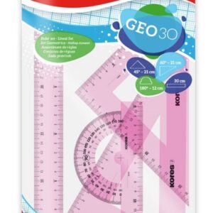 Joonlaua komplekt KORES Geo 30, joonlaud, 2 kolmnurka, mall, riputuspakis