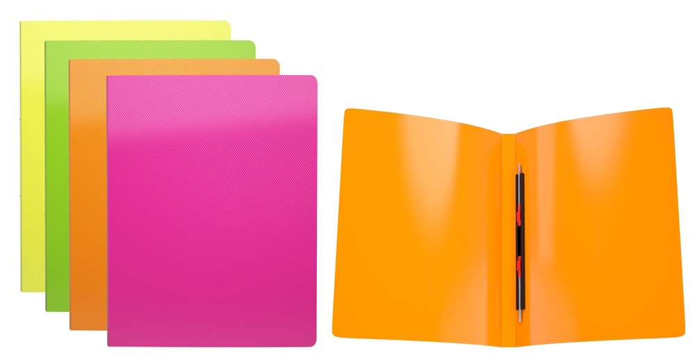 Plastkaas vedrumehhanismiga A4 Matt Neon, 4värvi | Kasseti Expert