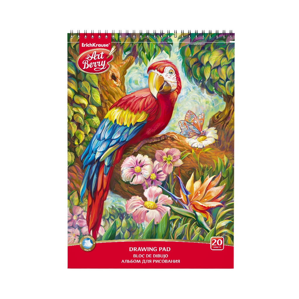 Joonistusplokk spiraalis A4 120 g 20 lehte PARROT, mikroperfo | Kasseti Expert