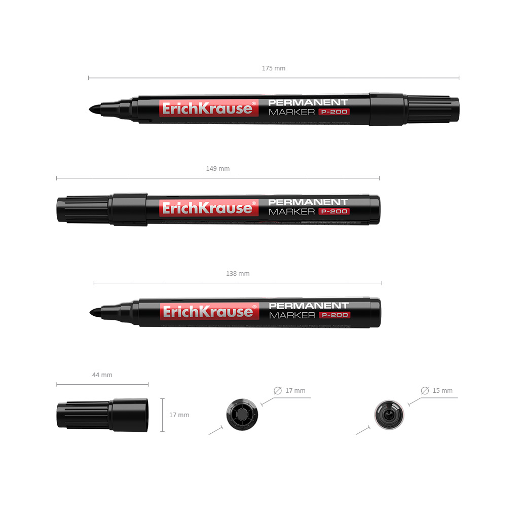 Marker P-200 permanent 2,0 mm, must kooniline | Kasseti Expert