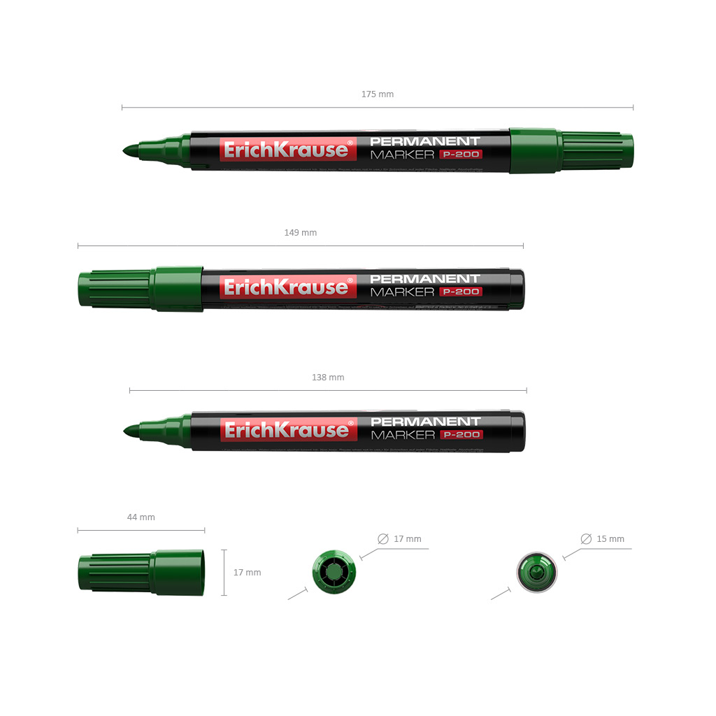 Marker P-200 permanent 2,0 mm, roheline kooniline | Kasseti Expert